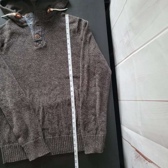H&M LOGG Men’s L Hooded Knit Sweater, 100% Cotton, Front Pockets, Gray, EUC - Picture 10 of 10